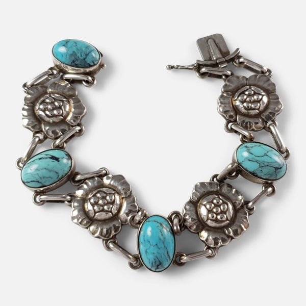 Silver Turquoise Bracelet viewed unfastened