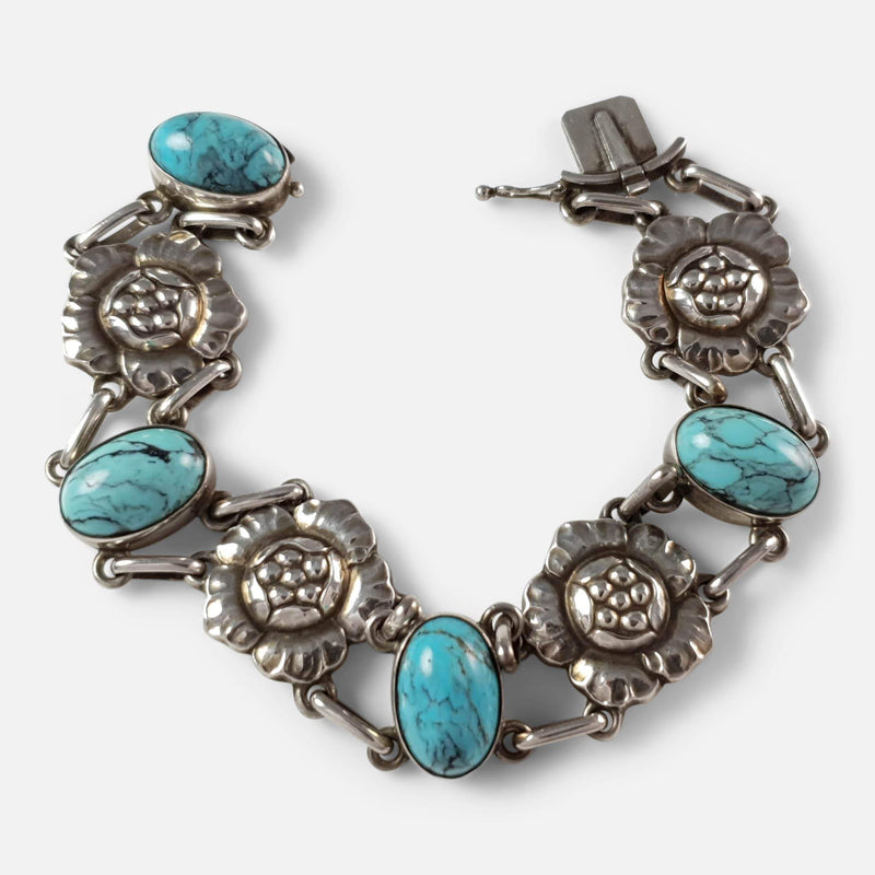 Silver Turquoise Bracelet viewed unfastened