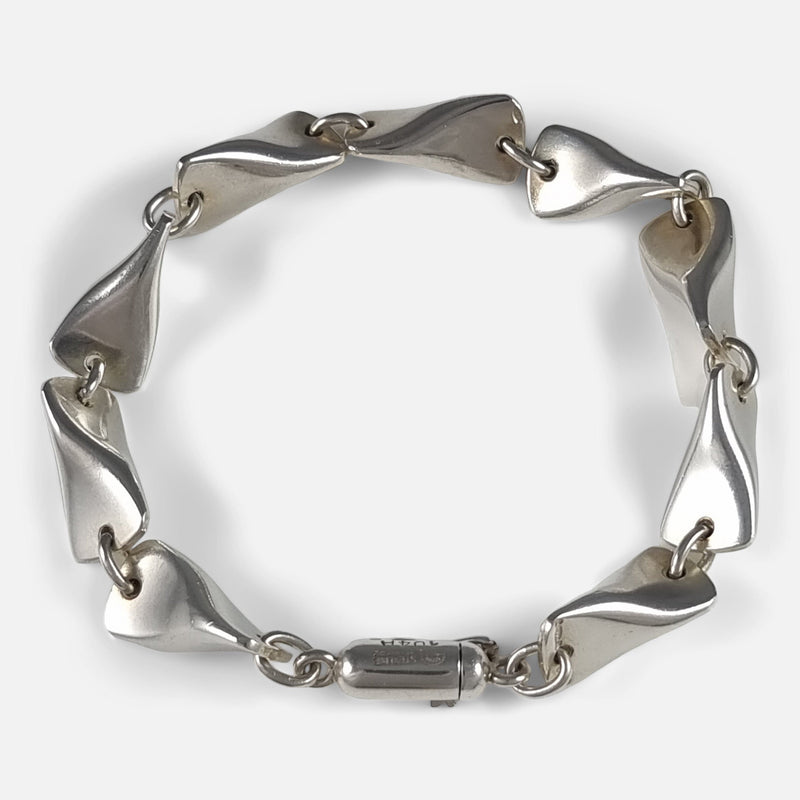 the bracelet viewed from above with clasp fastened