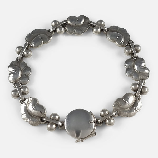 the Georg Jensen Sterling Silver 'Moonlight Grapes' Bracelet viewed from above