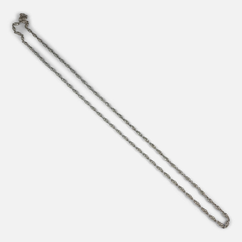 the necklace extended out diagonally