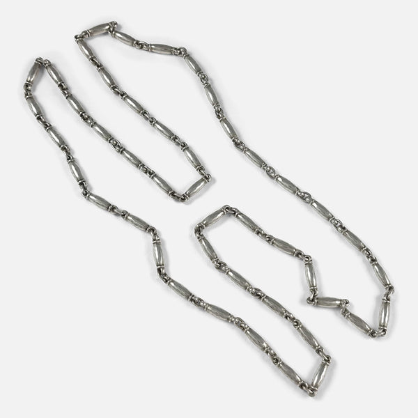the Georg Jensen silver necklace chain designed by Henry Pilstrup, viewed from above