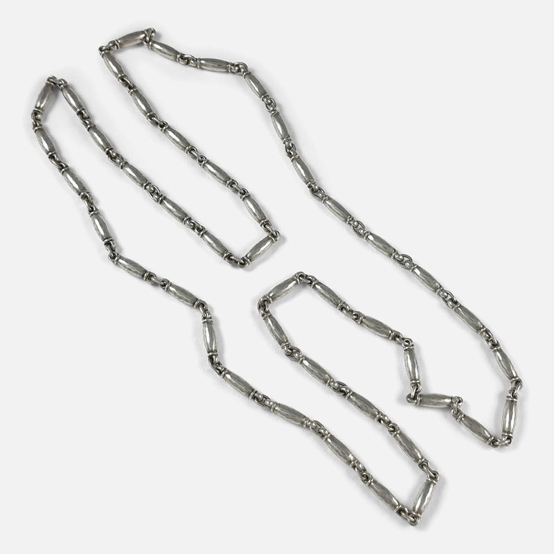 the Georg Jensen silver necklace chain designed by Henry Pilstrup, viewed from above