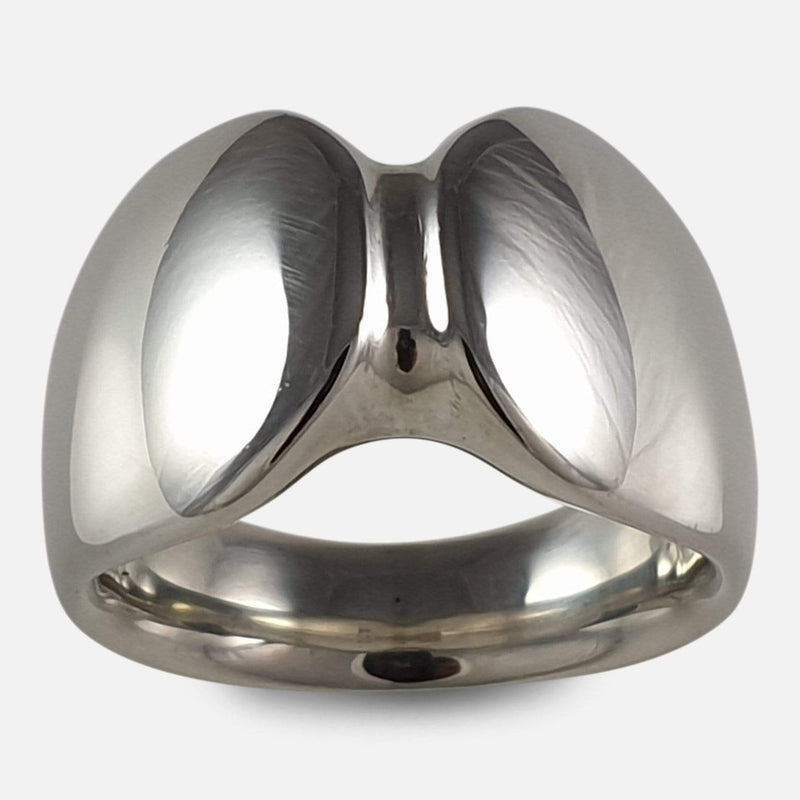 the Georg Jensen sterling silver ring viewed from the front