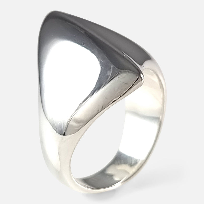 the Georg Jensen sterling silver ring viewed at a slight angle
