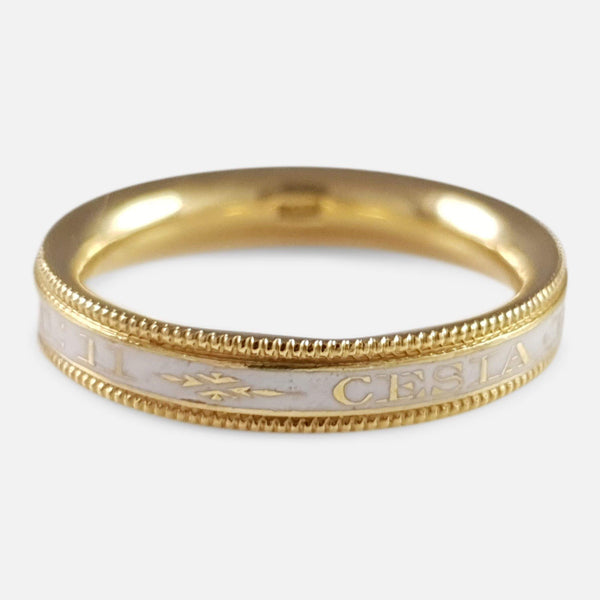 the Georgian mourning ring viewed from a raised position