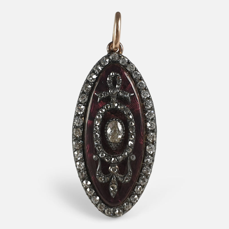 the Georgian navette pendant viewed from the front