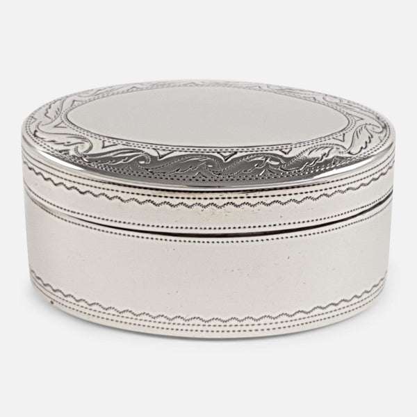 the Georgian silver nutmeg grater viewed from the front