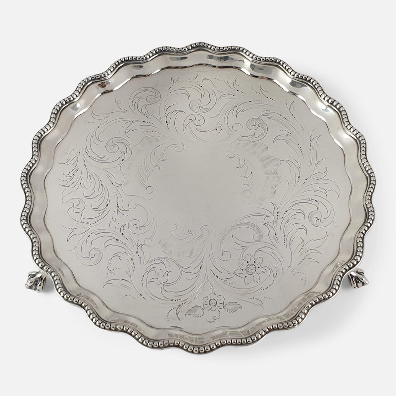 The Georgian Hester Bateman silver salver viewed from above