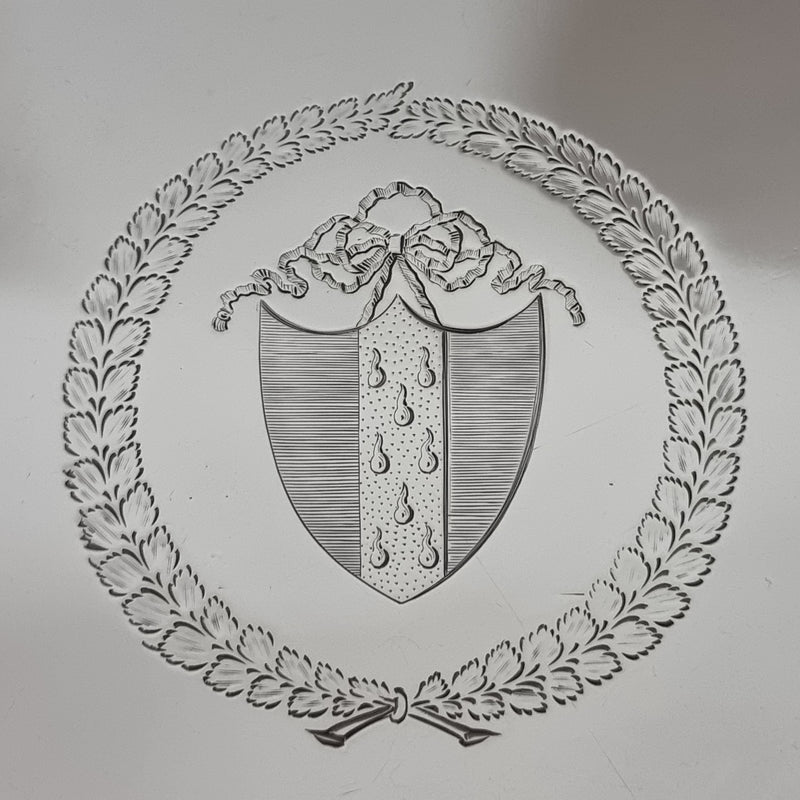 focused on the engraved armorial