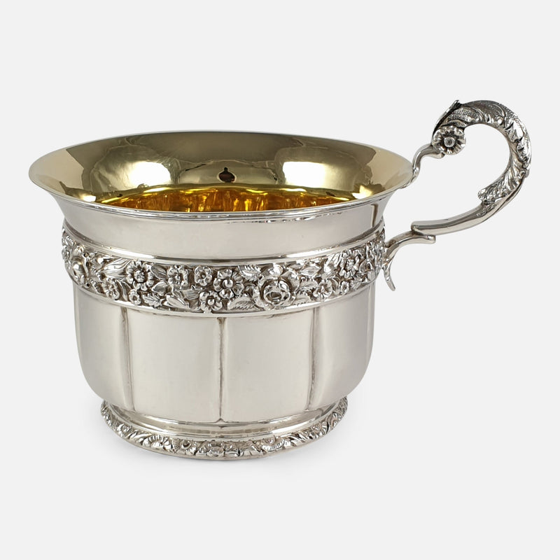 George IV Sterling Silver Gilt Christening Cup, London, 1828 viewed from the right