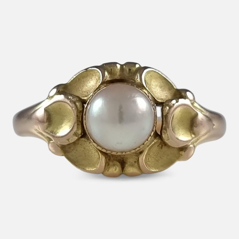 Georg Jensen 14ct Yellow Gold Pearl Ring #272