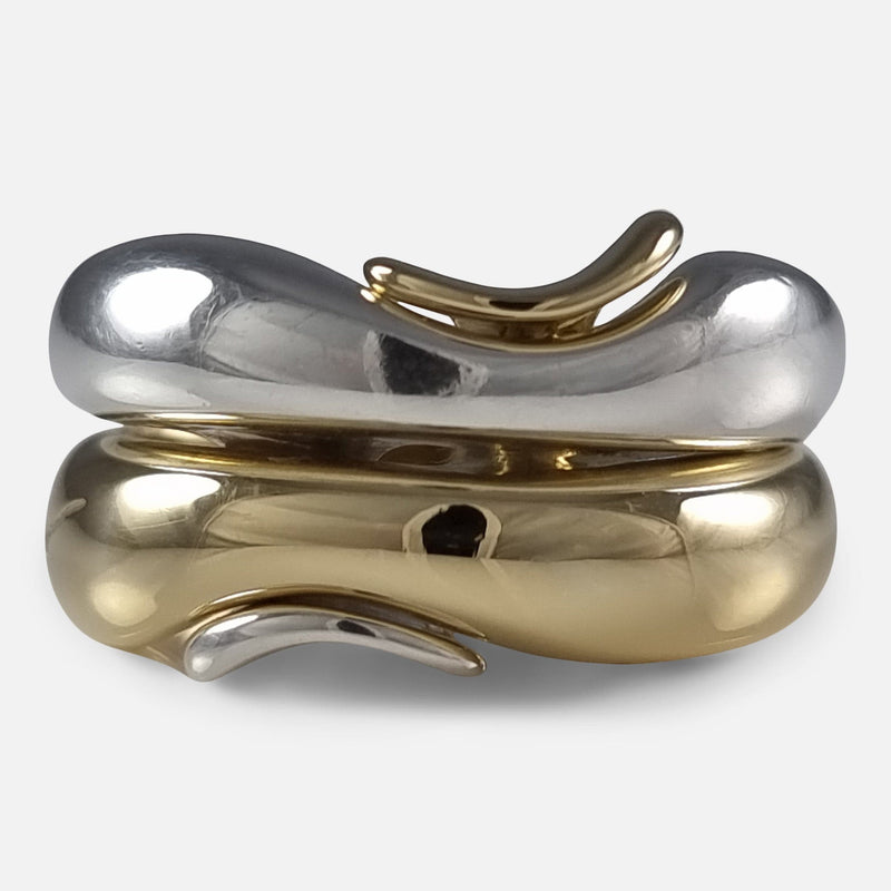 the gold and silver ring viewed from the front