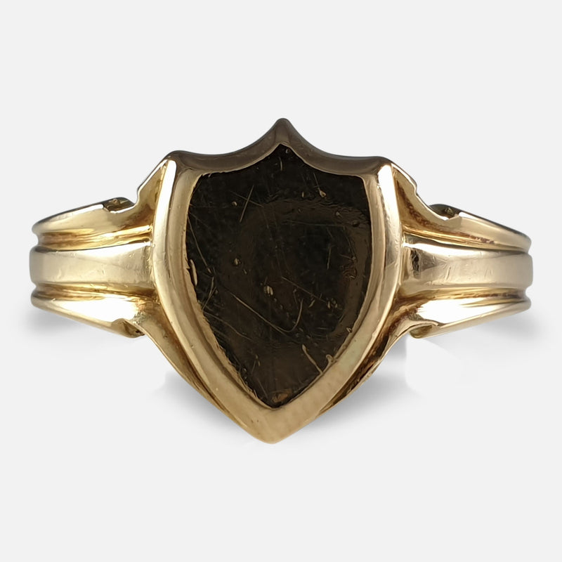 18ct Gold Shield Signet Ring viewed from the front