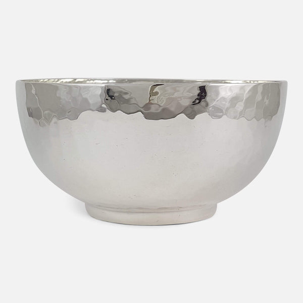 George V Sterling Silver Hammered Arts & Crafts Style Bowl - Argentum Antiques & Collectables