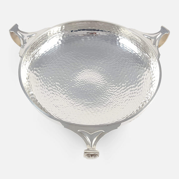 the sterling silver bowl viewed from above