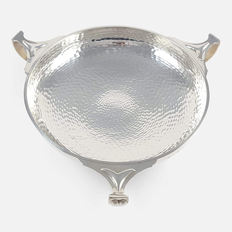 the sterling silver bowl viewed from above