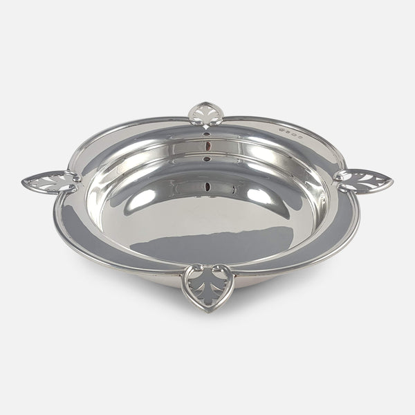 looking down on the silver dish