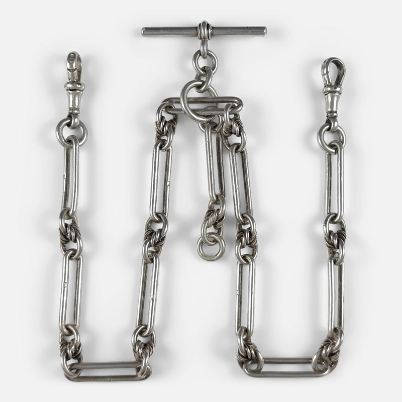 a birds eye view of the silver albert watch chain