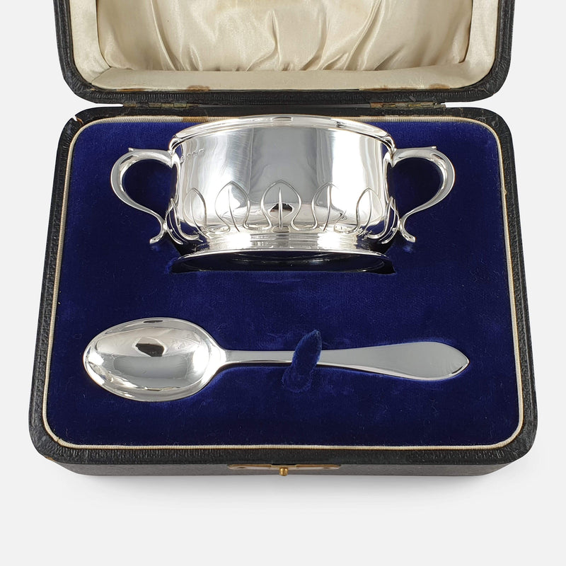 the Christening set viewed in the case