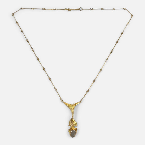 the Lapponia 14ct gold pendant necklace designed by Björn Weckström, viewed from above
