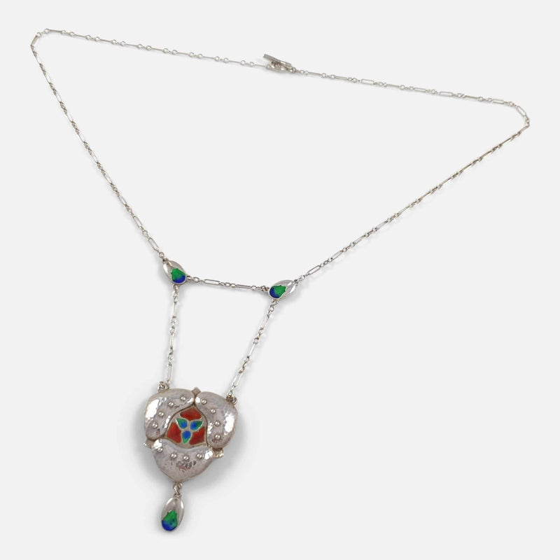 the pendant necklace viewed at an angle