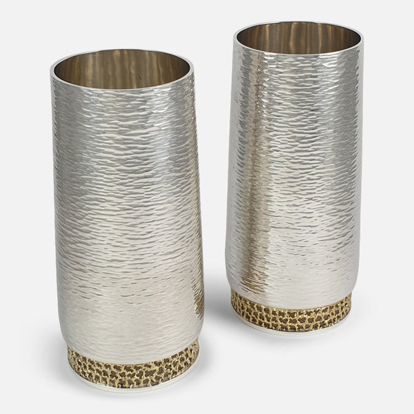 Pair of Parcel-Gilt Sterling Beakers, Stuart Devlin, 1978