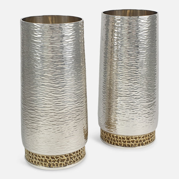 Pair of Parcel-Gilt Sterling Beakers, Stuart Devlin, 1978