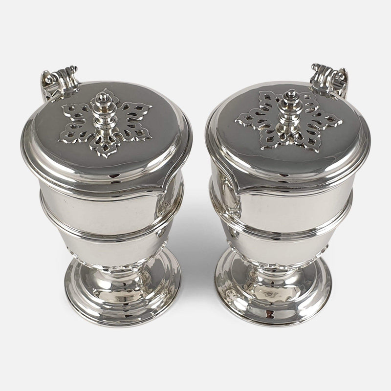 the pair of silver jugs from birds eye view
