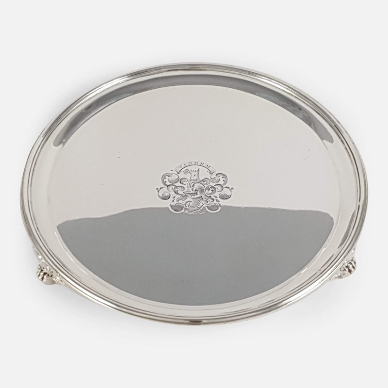 a raised view of one of the salvers from the front
