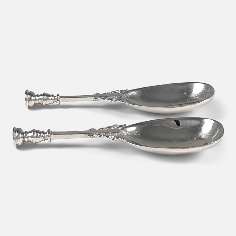 a side on view of the tea caddy spoons