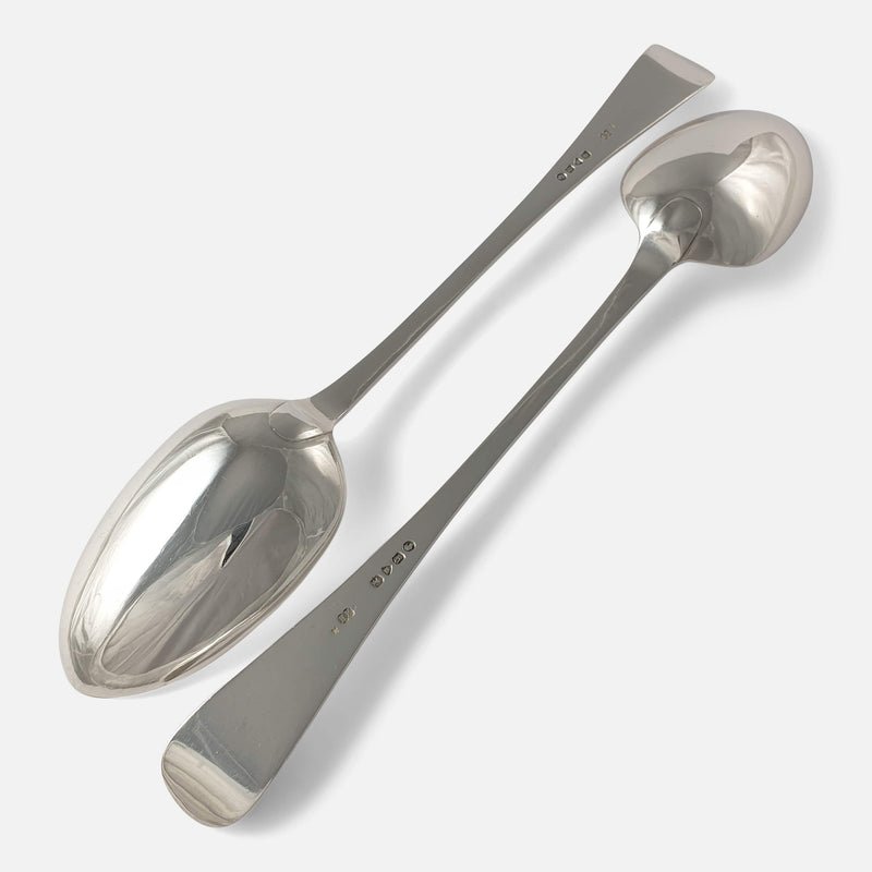 the spoons face down and viewed diagonally