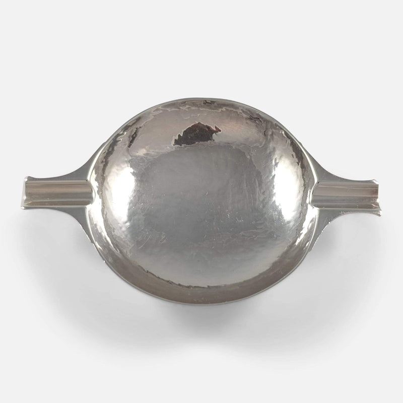a birds eye view of the silver ashtray