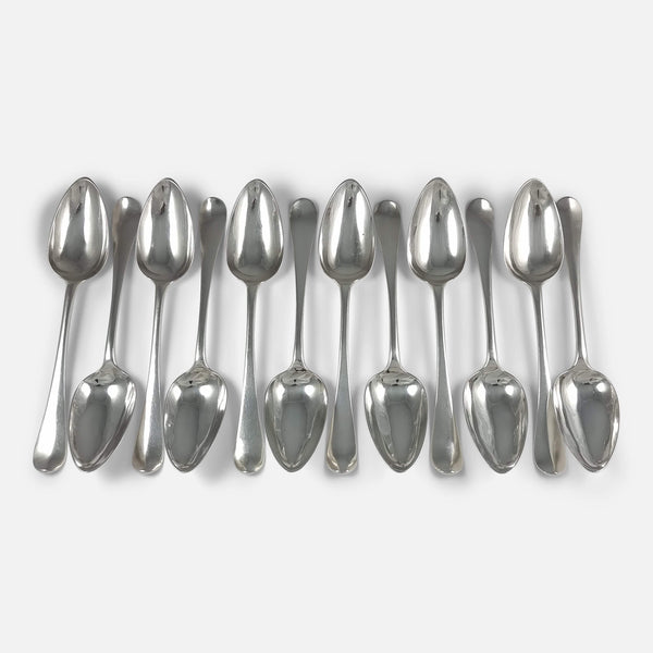 the Dutch silver Hanoverian pattern tablespoons viewed from above
