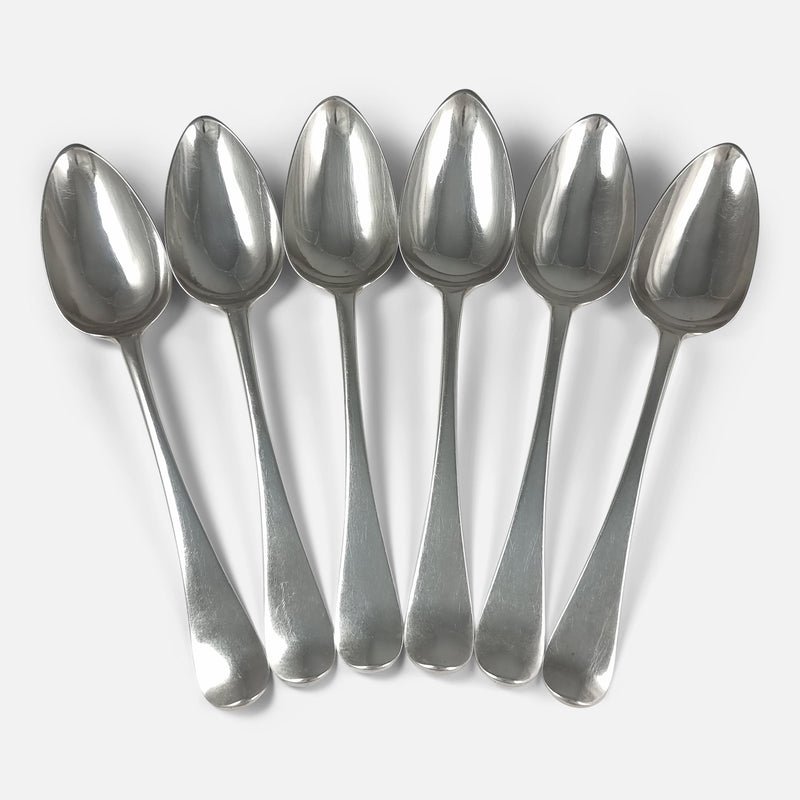 focused on six of the table spoons