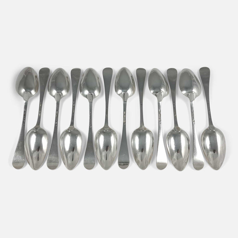 the table spoons viewed face down from above