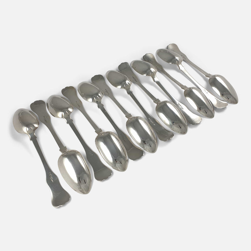 the back of the 12 spoons viewed diagonally
