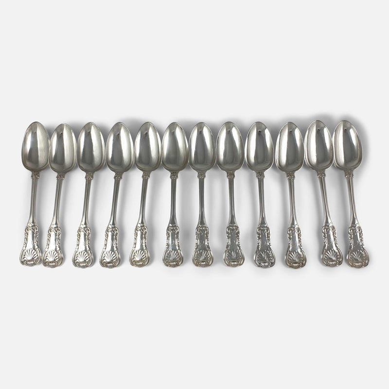 the 12 spoons viewed in a row from above