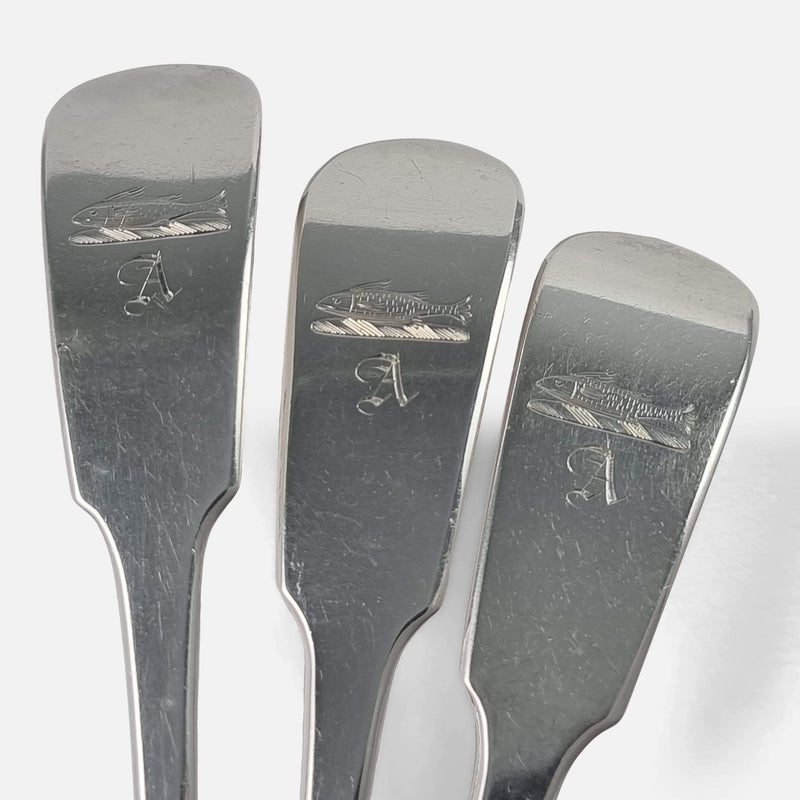 the three engraved handles