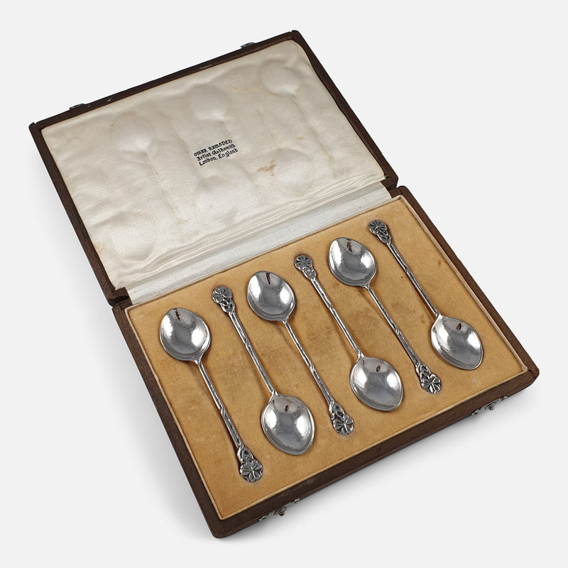 the spoons in their case viewed diagonally