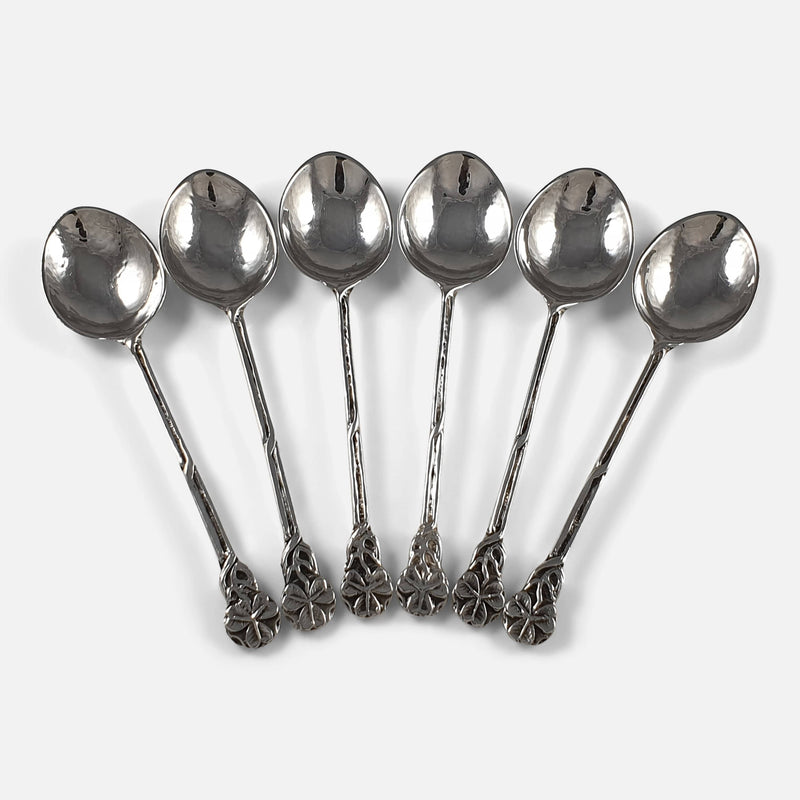the silver tea spoons viewed in a fanned out shape