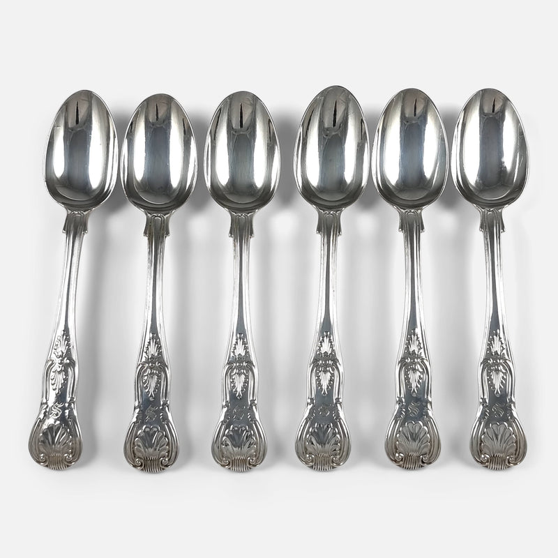 a birds eye view of the sterling silver kings pattern dessert spoons
