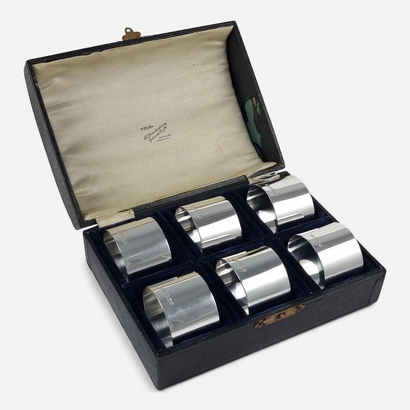 the napkin rings viewed in their case
