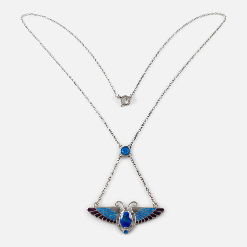 the sterling silver and enamel pendant necklace viewed from the front