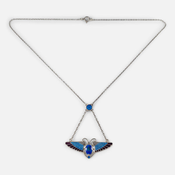 the Charles Horner sterling silver and enamel pendant necklace viewed from the front