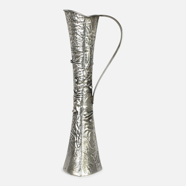 the silver Samorodok vase viewed from the right
