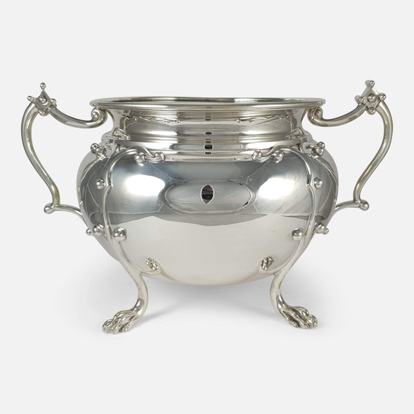 the antique silver jardiniere bowl viewed from the front