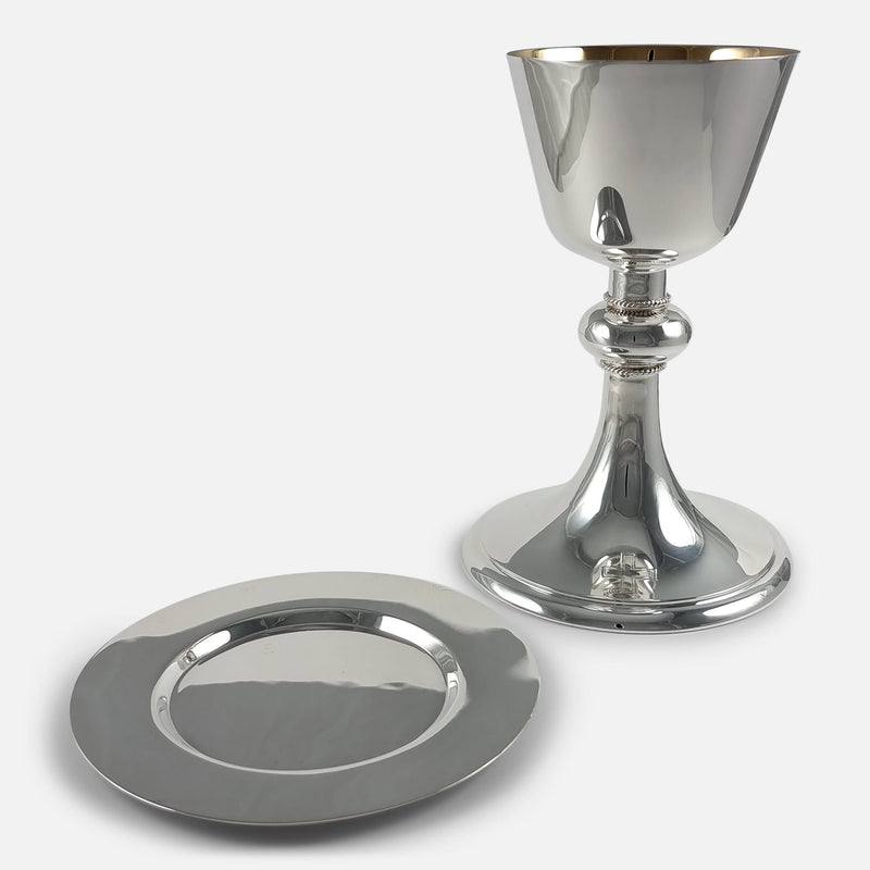 the sterling silver Alter Chalice and Paten viewed next to one another
