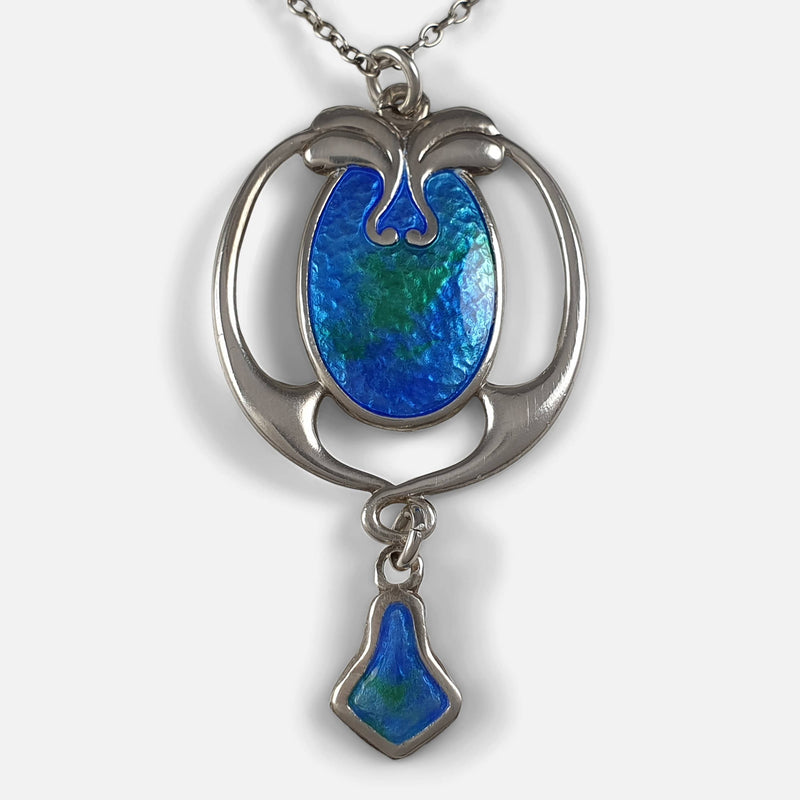 the Art Nouveau Charles Horner silver and enamel pendant in focus