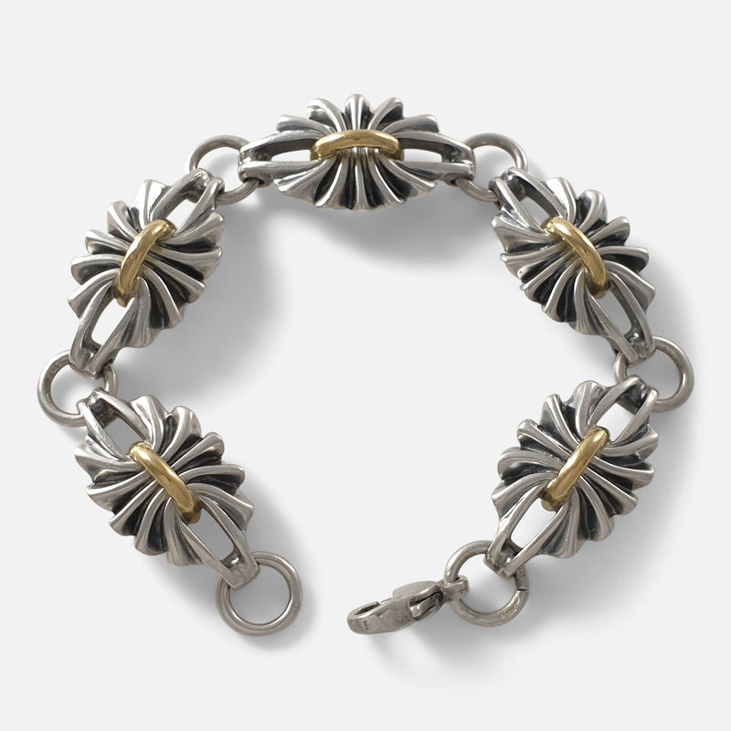 the bracelet viewed from above with clasp unfastened
